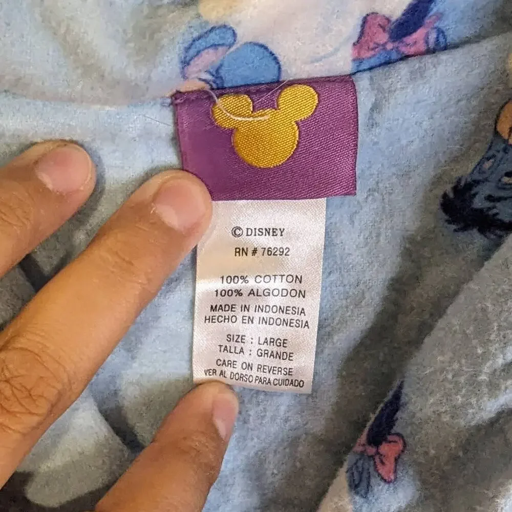 VTG Disney Adult Womens Light Blue Fuzzy Eeyore Clouds Footed Sleeper Pajamas L - Picture 8 of 8